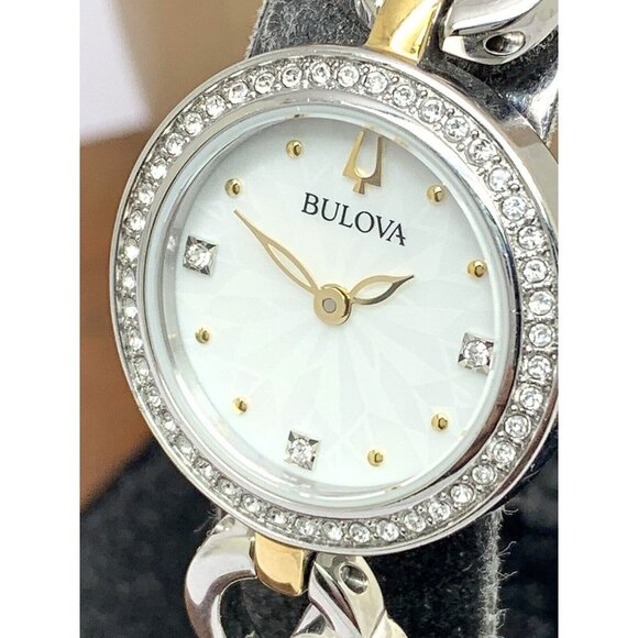 Bulova Women's Watch 98X120 Quartz 2-Tone White Mother of Pearl Dial 24m… - Picture 1 of 13